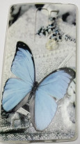 Силиконов гръб ТПУ за LG  Magna  сив със синя пеперуда